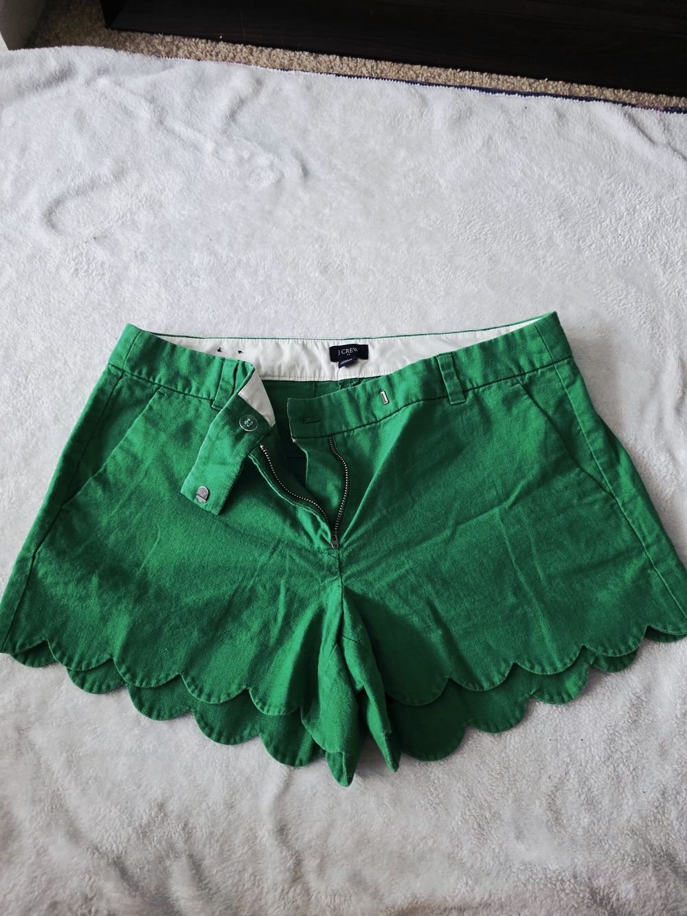 J. Crew Emerald Scalloped Hem High-Rise Shorts